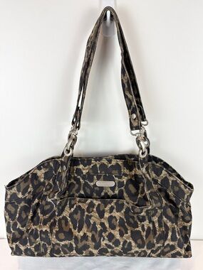 baggallini Animal Print Satchel Purse Leopard Cheetah Nylon Shoulder Bag Travel